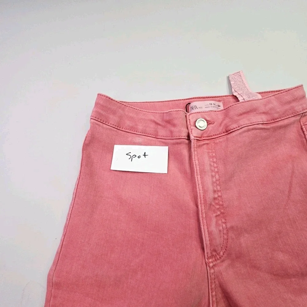 ZARA Kids Girls Pink Skinny Jeans 13-14 CM 164 High Waist Adjustable Denim
